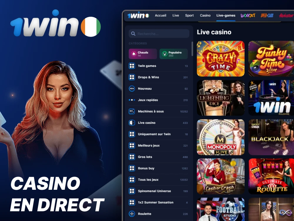 1win Côte d’Ivoire Casino en direct
