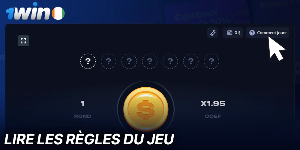 Lire les règles du jeu Coin Flip sur 1Win