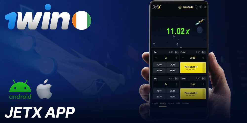 1Win application mobile pour jouer à JetX