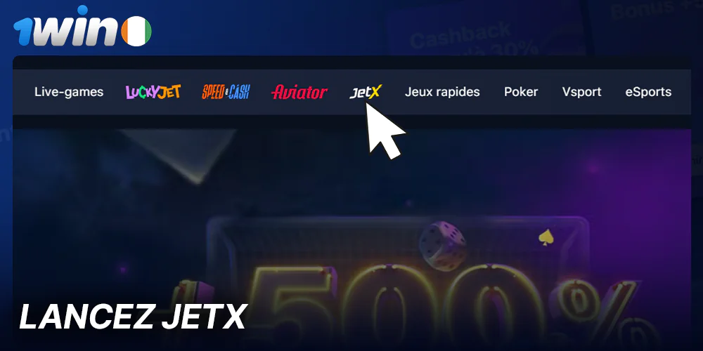 Ouvrir le jeu JetX dans 1Win