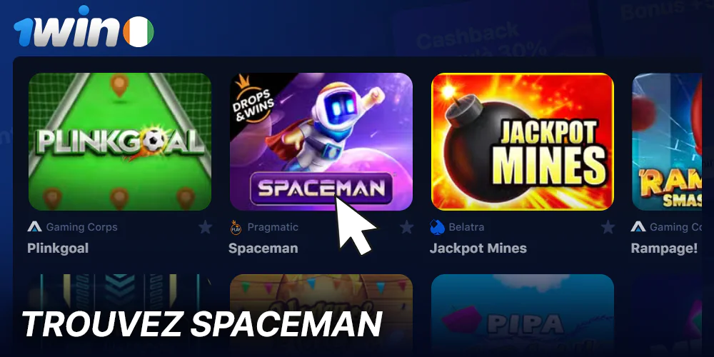 Trouvez le jeu Spaceman sur 1Win Casino