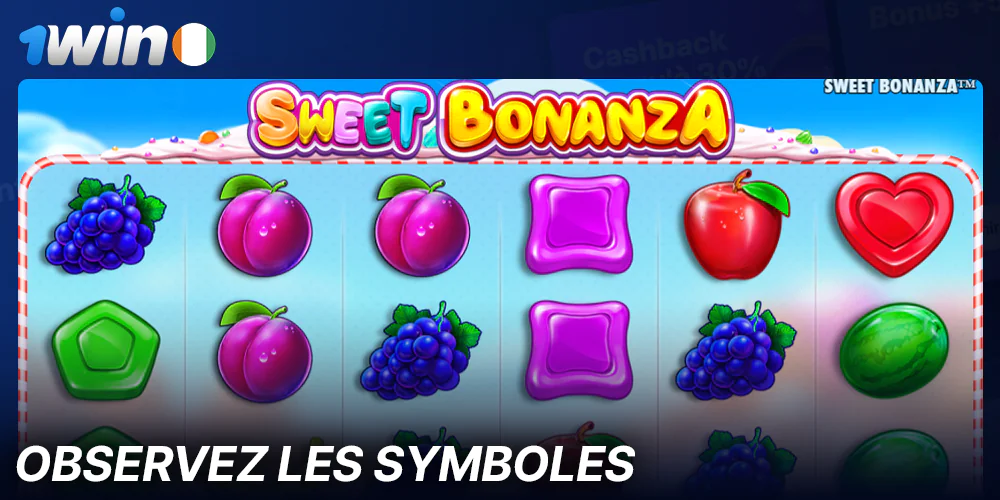 Regardez les symboles de Sweet Bonanza sur 1Win