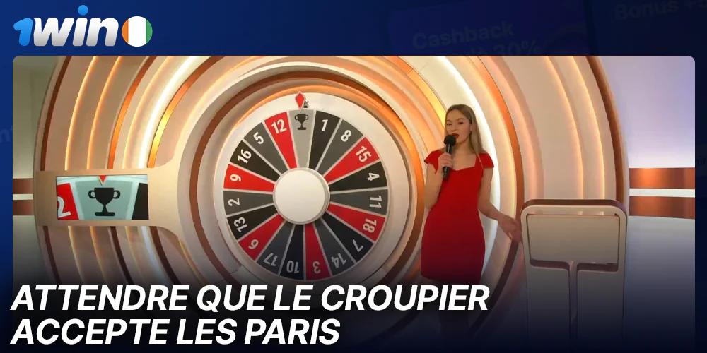 Attendez que le croupier accepte les paris dans le jeu en direct Wheel of Fortune sur 1Win