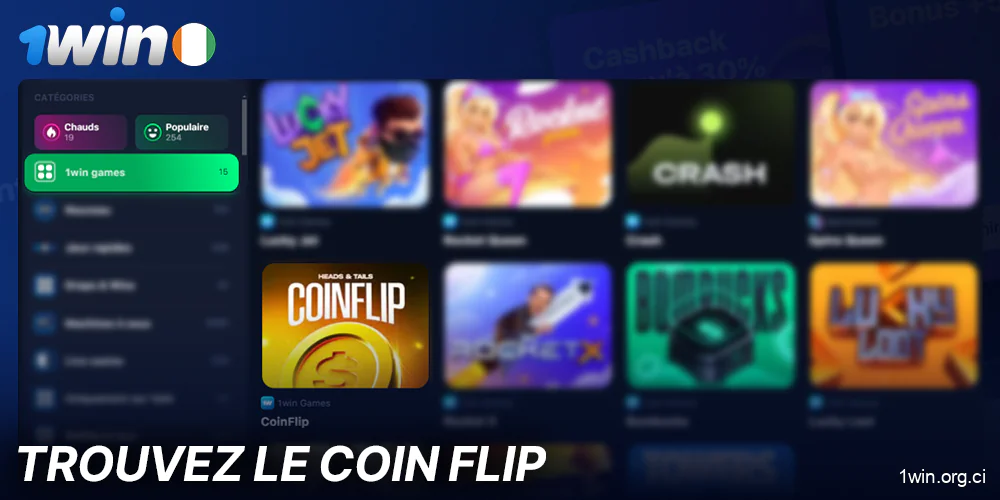 Retrouvez le jeu Coin Flip sur le casino en ligne 1Win