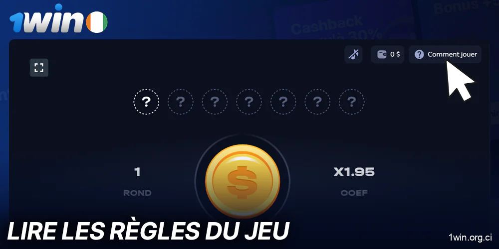 Lire les règles du jeu Coin Flip sur 1Win