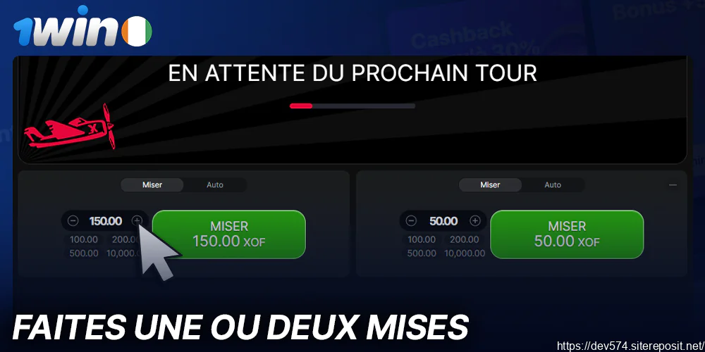 Choisissez la taille de votre mise dans le jeu Aviator sur 1Win
