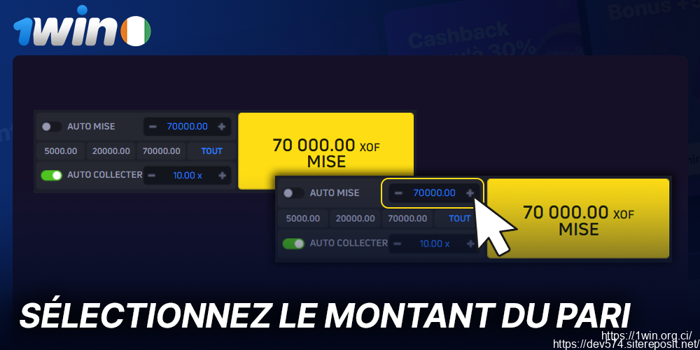 Choisissez la taille de votre mise dans le jeu JetX sur 1Win