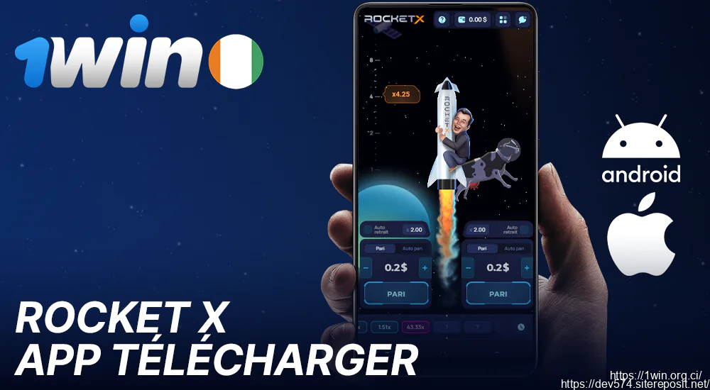 1Win application mobile pour jouer à Rocket X