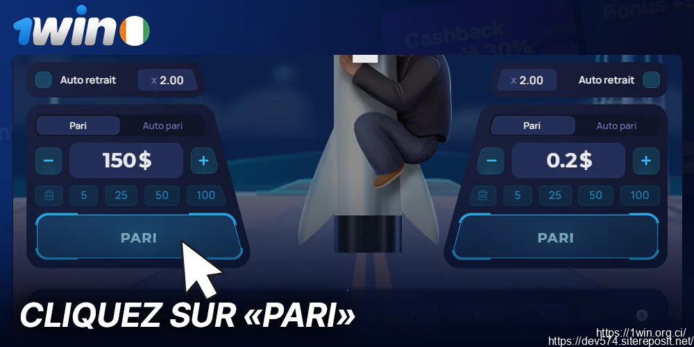 Placez un pari dans le jeu Rocket X sur 1Win