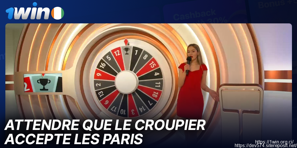 Attendez que le croupier accepte les paris dans le jeu en direct Wheel of Fortune sur 1Win
